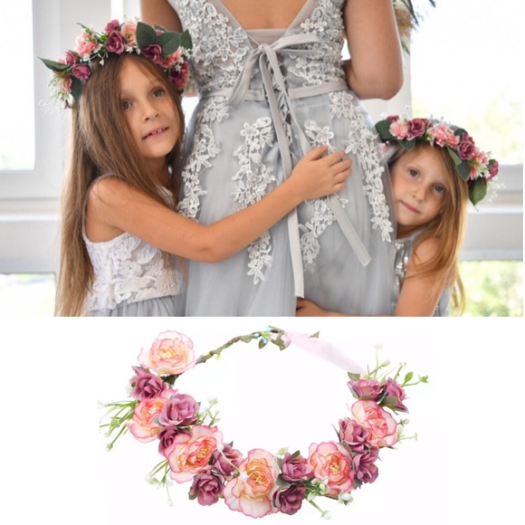 Accessories - Bohemian Pink & Purple Rose Crown Hair Wreath